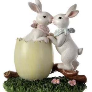 Resin bunny Decoration  Easter Festival Kiss  Rabbit and eggs  resin Rabbit  figurine  custom figurine