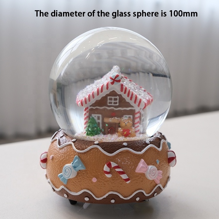 2023 Custom Made  Snow Globe Christmas  Crystal ball  snowglobe The Gingerbread house snow globe  For Holiday Decoration