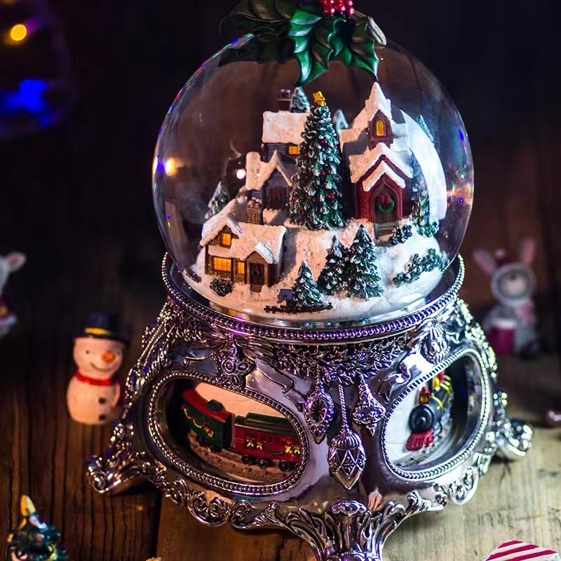 Resin Custom christmas snow globe  design wholesale Christmas village House Snow ball for Christmas gift