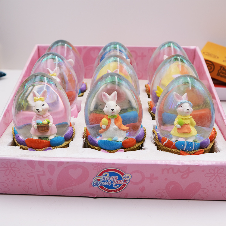 New Arrival Resin Easter Handmade crafts Rabbit Crystal Ball Home decoration Water Snow Globe