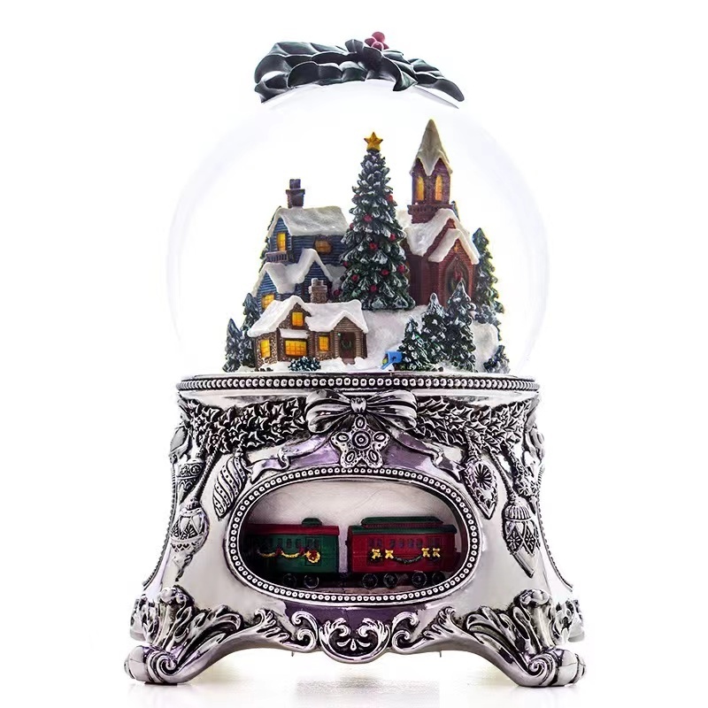 Resin Custom christmas snow globe  design wholesale Christmas village House Snow ball for Christmas gift