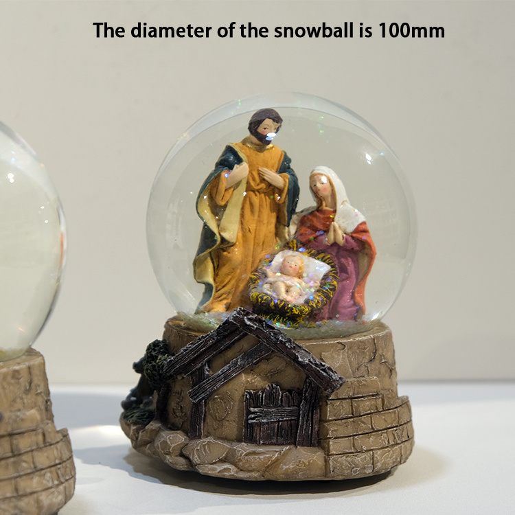 Hot Sale Unique Diy Snow Globe Christmas Water Globe Resin Nativity Musical Snow Globe For Gift Home Decoration