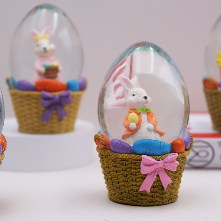 New Arrival Resin Easter Handmade crafts Rabbit Crystal Ball Home decoration Water Snow Globe