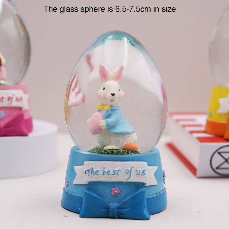 2023 Easter rabbit Resin Customized Musical Water Globe Resin Snow Globe Glass For home decoration