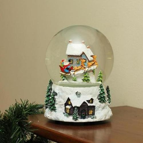 Led Light and Musical and Animated Santa and Reindeer Rotating Christmas Water Globe