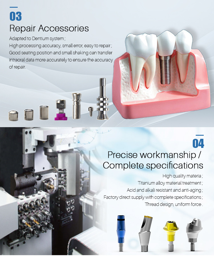 CE approved Dental Implant Abutment Series Surgical Kit Titanium Dental Implant Fixture And Screw And Abutment