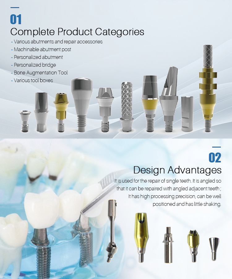 CE approved Dental Implant Abutment Series Surgical Kit Titanium Dental Implant Fixture And Screw And Abutment