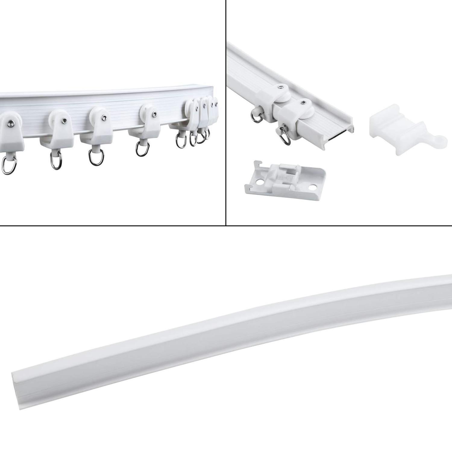 Bay Window plastic 16ft curtain ceiling wall brackets with curtain clips together