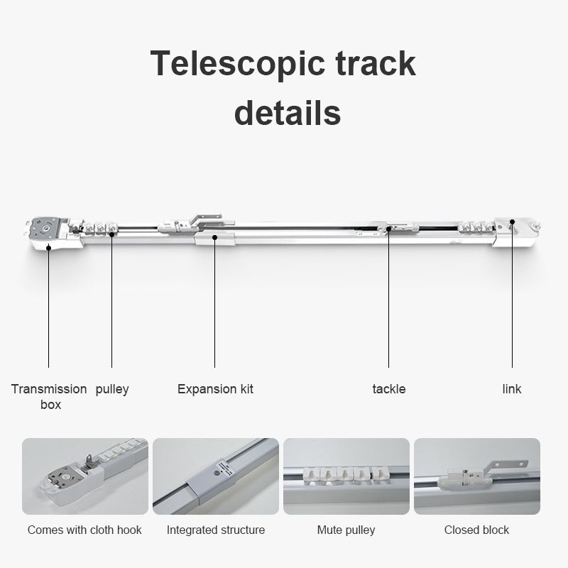 Window Curtain Track Automatic Electronic Telescopic Aluminium Rails Motor Control Motorized Curtain Track