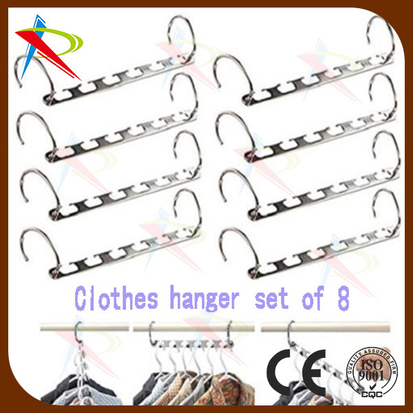 Metal Wonder Hanger Closet Clothes Organizer/Space Saver Storage Chrome set of 8