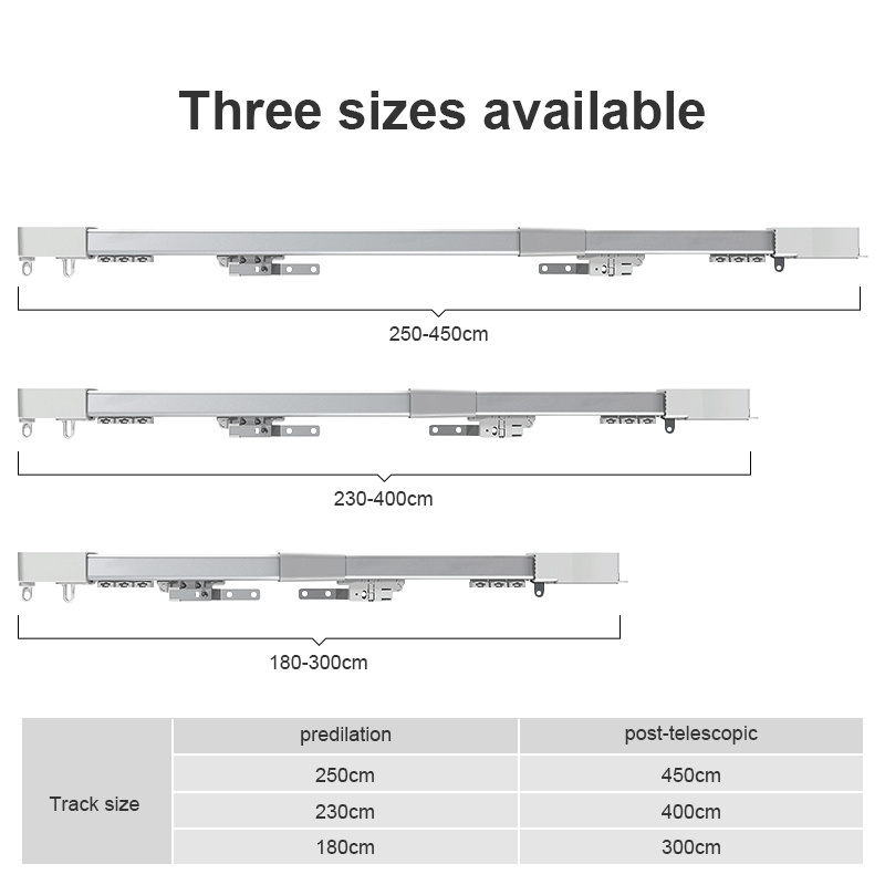 Window Curtain Track Automatic Electronic Telescopic Aluminium Rails Motor Control Motorized Curtain Track