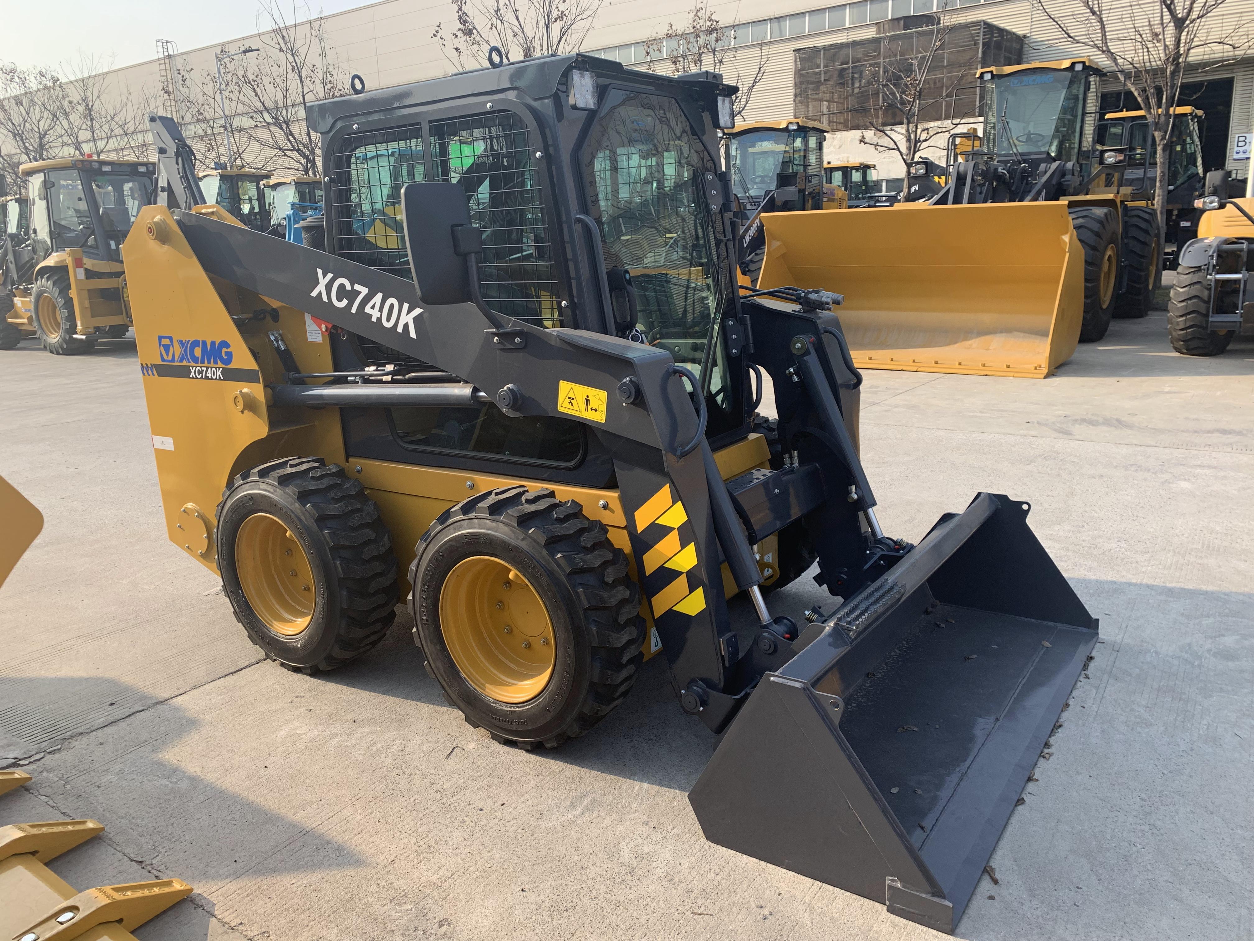 XCMG official XC740K machinery 1 ton mini skid steer wheel loader with snow plow blower