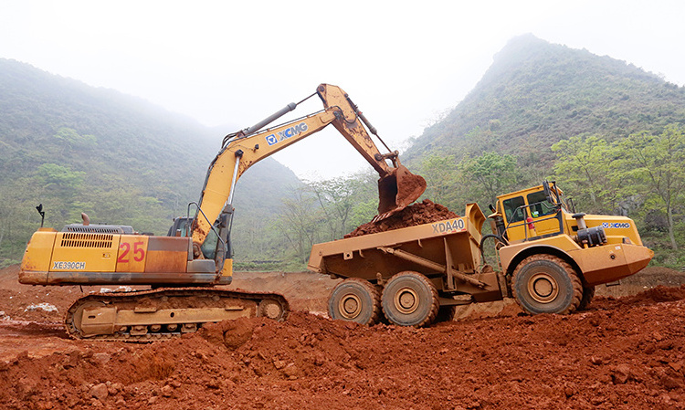 XCMG 40 ton XDA40 6*6 articulated left hand driving coal mining dump truck price for sale