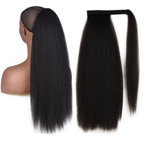 Mengyun 18" -26" Long Kinky Straight Synthetic Ponytail Hair Extensions Clip in Ponytail Hair Pieces Yaki Wrap Around Ponytails