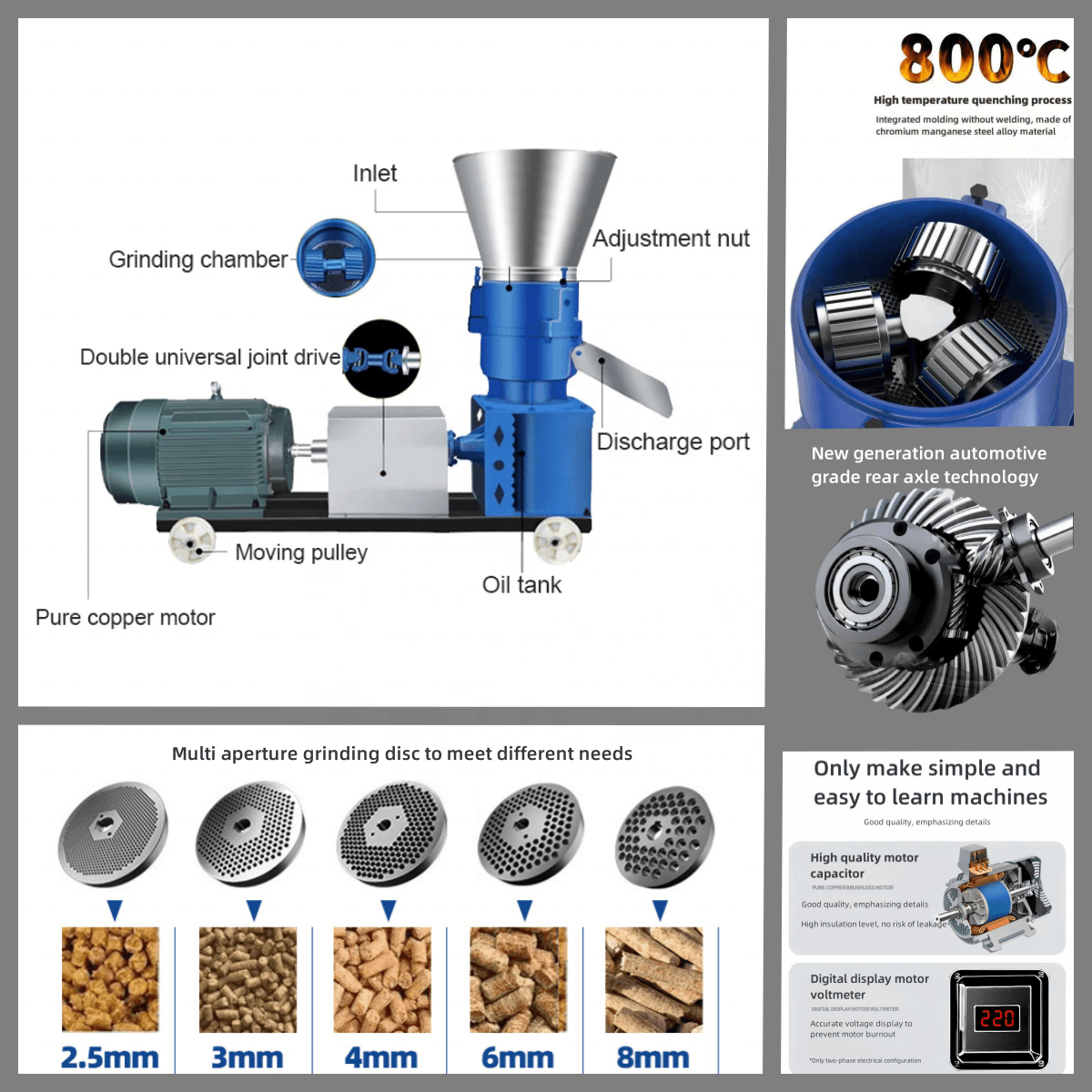 Home use High Quality feeds pellet maker 3mm/4mm/5mm/6mm/8mm Feed pellet machine For pig feed pellet