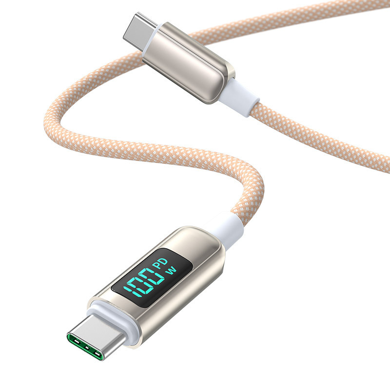 Free sample usb c to usb c cable 100w digital led display light up charger cable