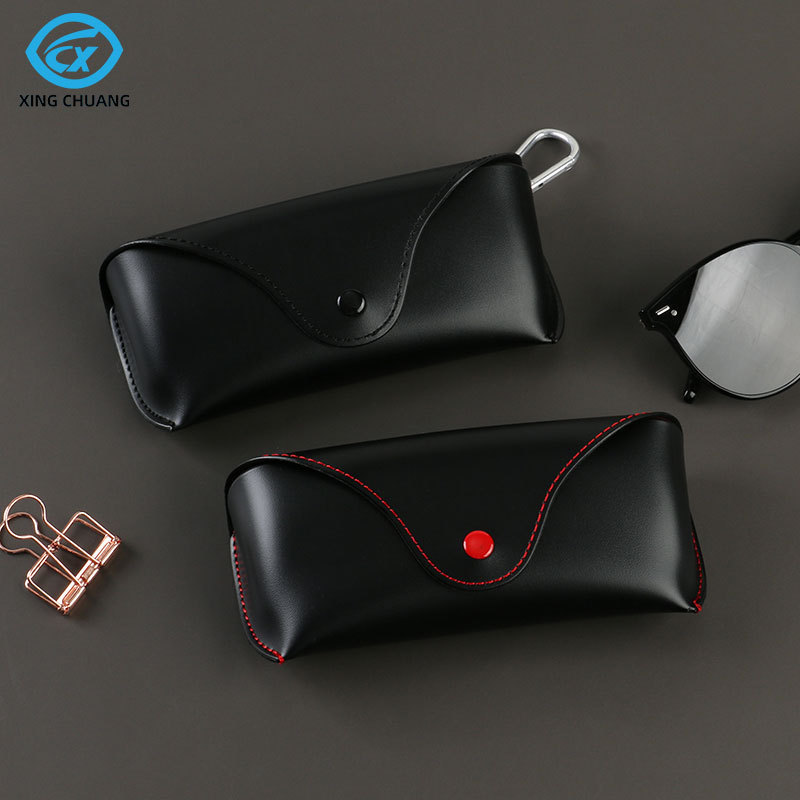 PU Leather Handmade Case for Glasses High Quality Eye Glasses Case Custom Logo Black Fashion Soft Spectacle Case