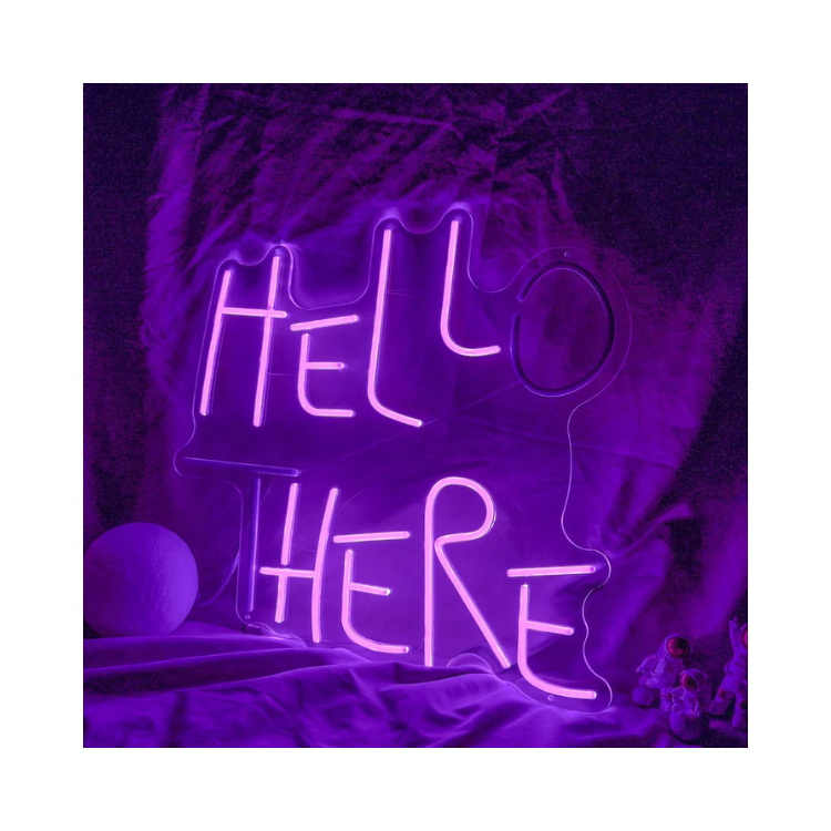 Hello There_Hell Here Neon Sign Halloween Decor Lights Room Decoration Led Neon Wall Lights Custom Fun Bar Halloween Room Party