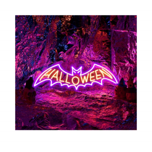 Halloween Neon Sign With Bat Decoration Neon Sign Halloween Light Neon Lights with Pedestal Dorm Decor Bat Lights