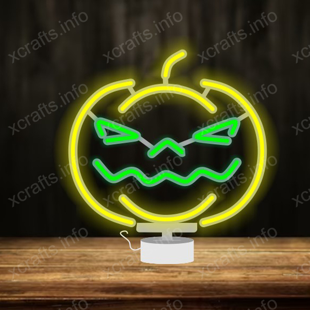 Illuminate Halloween Spirit: Pumpkin Neon Tabletop with LED Lights & Themed Neon Sign for Home Decor