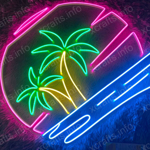 "Embrace the Tropical Vibes with a Palm Tree Wood Custom LED Neon Sign" - Exotic and Serene Decor Lighting for Bringing