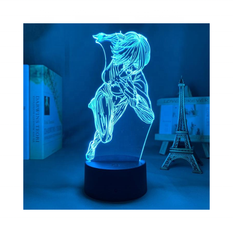 FEMALE TITAN Anime ATTACK ON TITAN Led Lamp Gift Kids 3D Acrylic Night Light Anime LED Light Illusion Nightstand Lamp Night Lamp