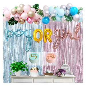 Gender Reveal Baby Shower Balloons Globos Foil Balloons Rain Curtain Boy or Girl Party Supplies Decorations