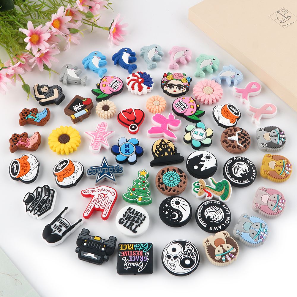 Custom Cartoon Animal Bulk Silicone Loose Beads Soft Silicone Baby Chew Beads  Wholesale Silicone Focal Beads For Pens Making