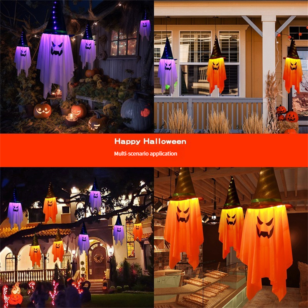 Holiday Lamp Garden Decoration Outdoor Holiday Halloween Decoration Halloween LED Lights Wizard Hat Hanging Lights