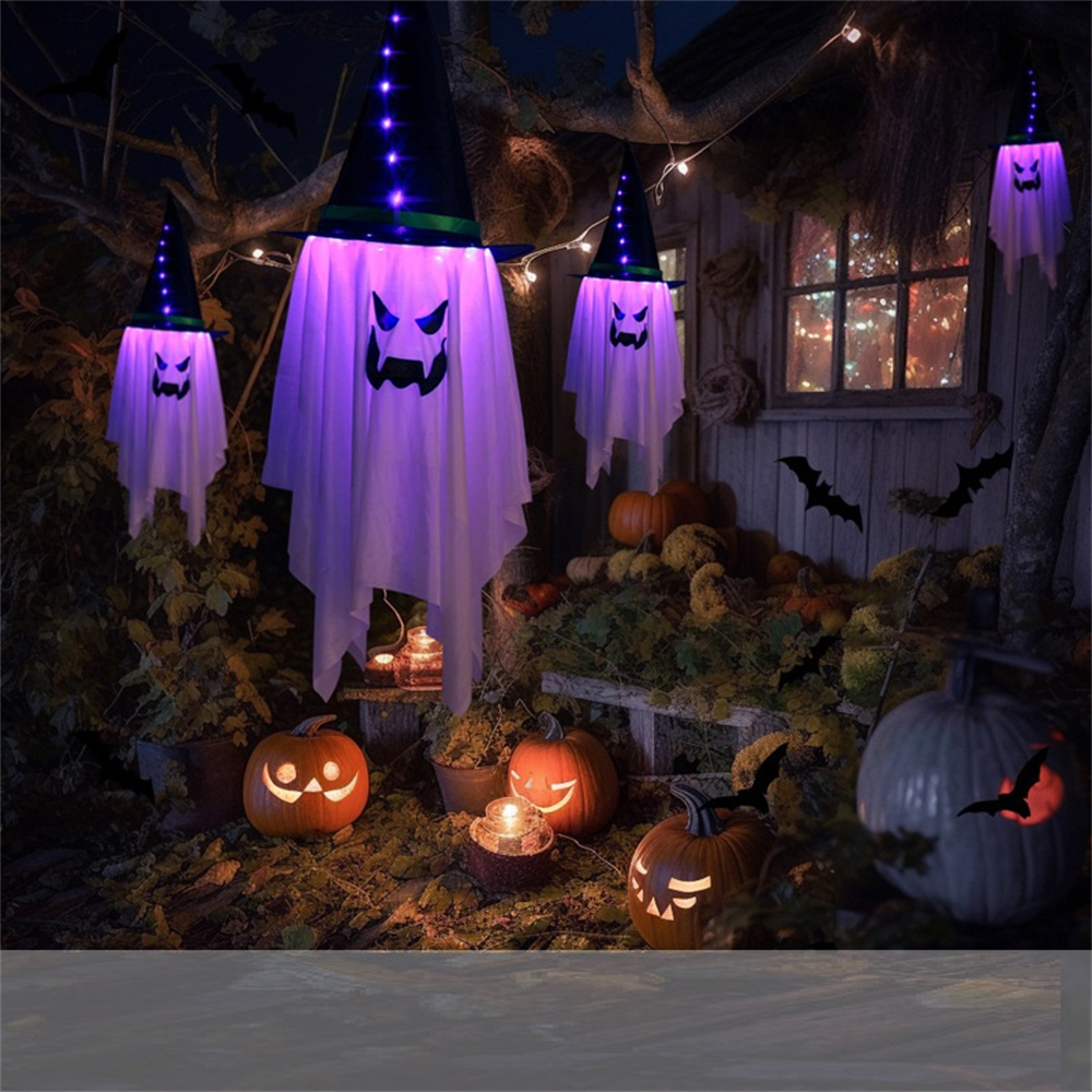 Holiday Lamp Garden Decoration Outdoor Holiday Halloween Decoration Halloween LED Lights Wizard Hat Hanging Lights