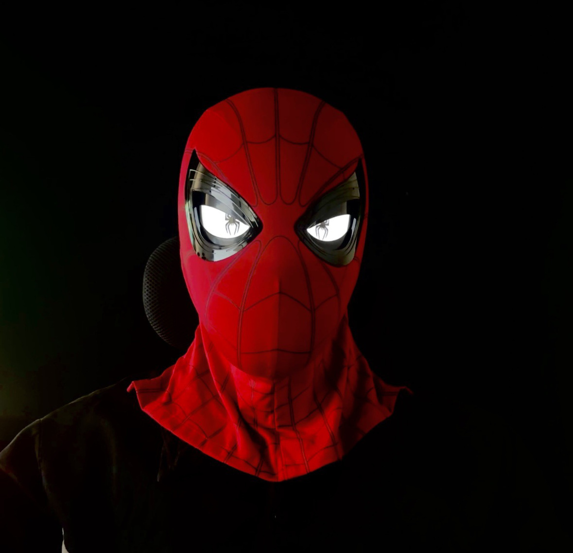 halloween electronic led face blinking winking suit eyes move lenses animated ring remote control spider-man mask for kids adult