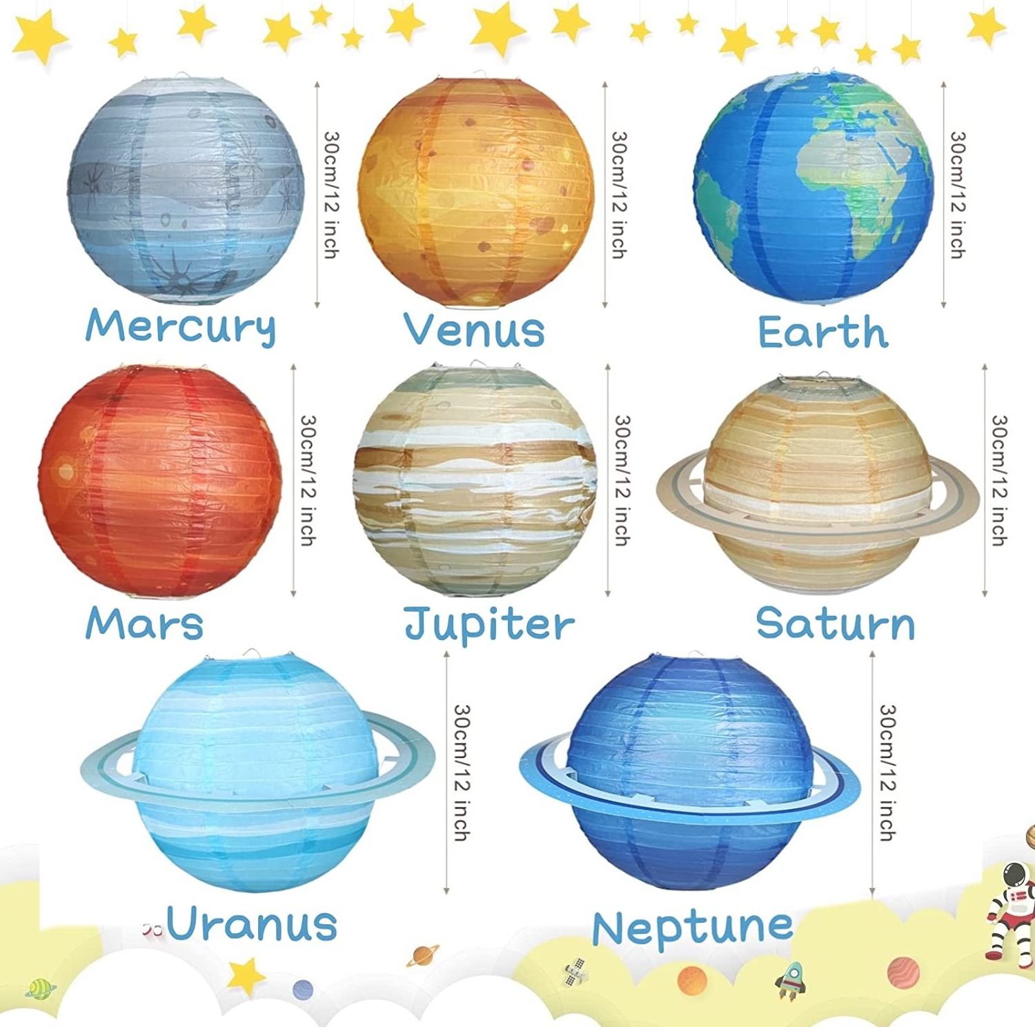 Outer Space Party Decorations Solar System Planets Lantern for Kids Space Theme Party Planet Paper Lanterns