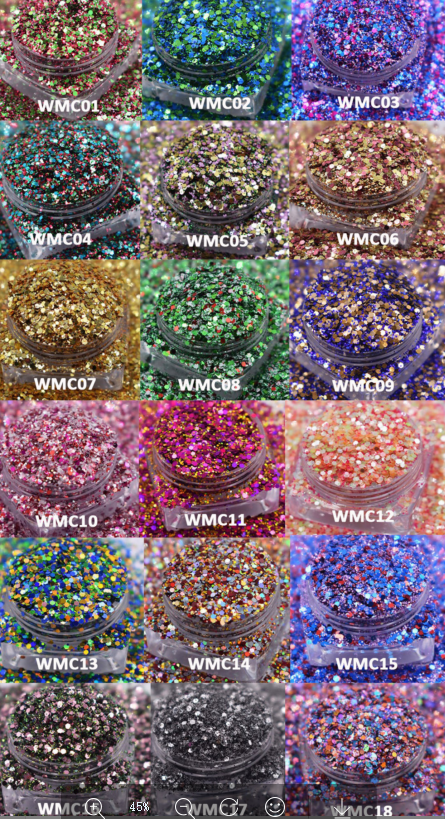 Hot selling Holographic polyester solid chunky mix glitter