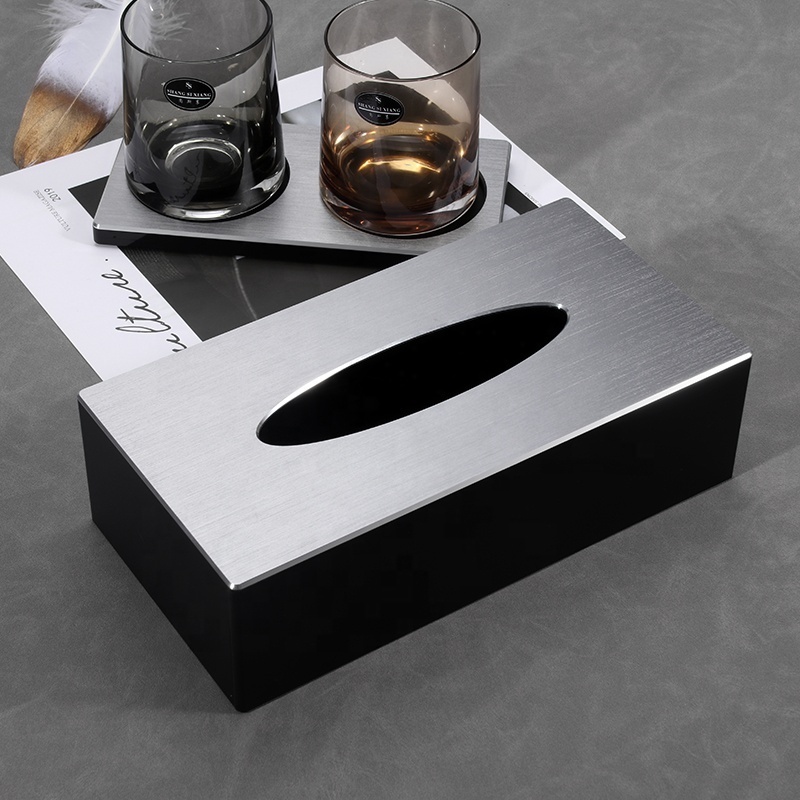 Acrylic inlaid aluminum alloy tissue box Coffee table napkin box Hotel tissue box