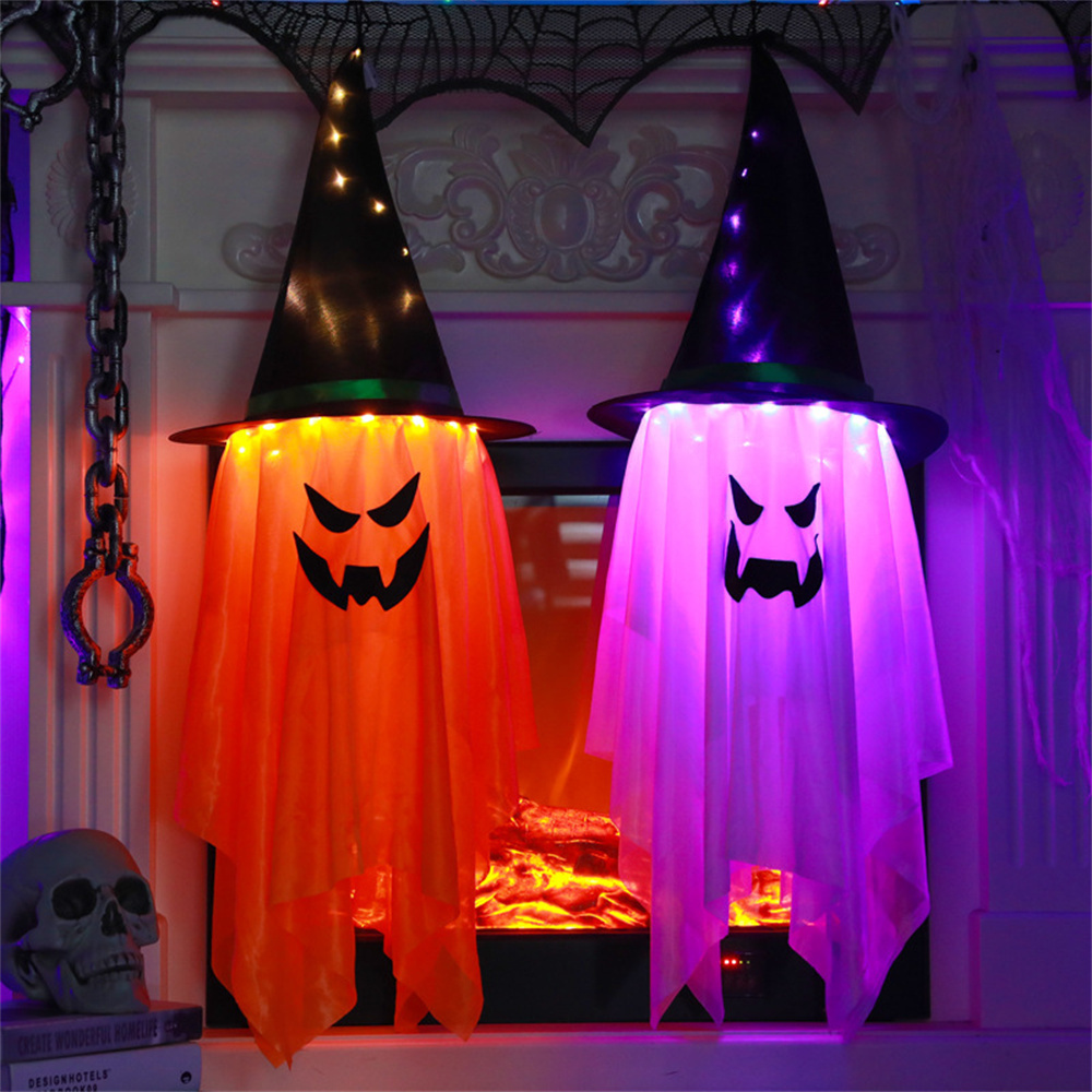 Holiday Lamp Garden Decoration Outdoor Holiday Halloween Decoration Halloween LED Lights Wizard Hat Hanging Lights