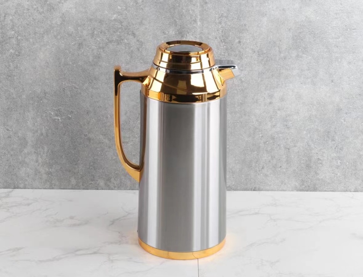 Colors Wholesale Arabic Coffee Pot 1L 1.3L 1.6L 1.9L Wholes  Arabic Coffee Dallah And Tea Flask with gold Handle