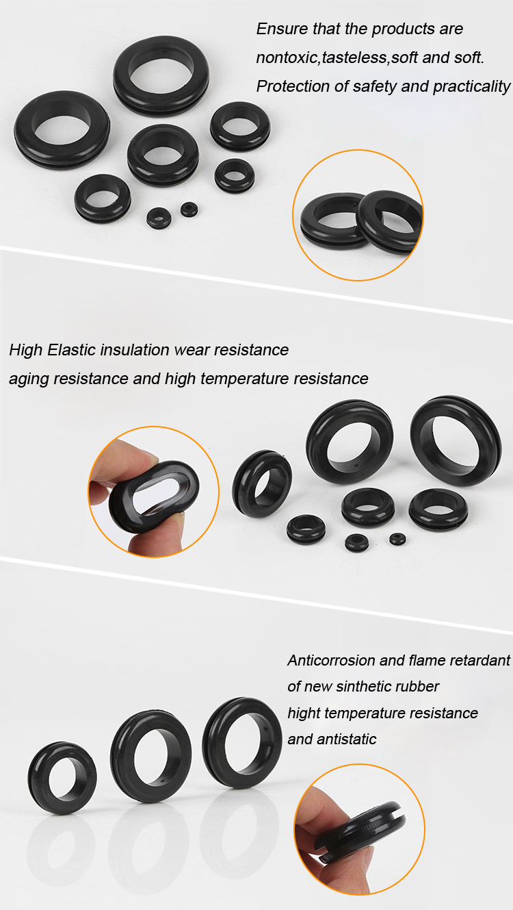 IP67 Waterproof EPDM Rubber Grommet for Cable Custom Black Oval Silicone Rubber Grommet For Equipment Gasket Seal