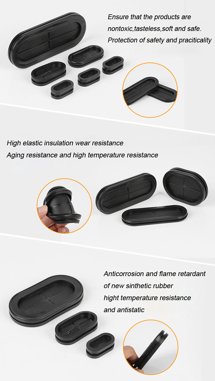 IP67 Waterproof EPDM Rubber Grommet for Cable Custom Black Oval Silicone Rubber Grommet For Equipment Gasket Seal