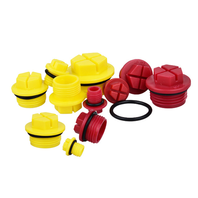 Black,Red,Yellow Hex Design Plastic Male Threaded Sealing Plug Cap M24,M26,M36,M40 HDPE Plug For Pipe