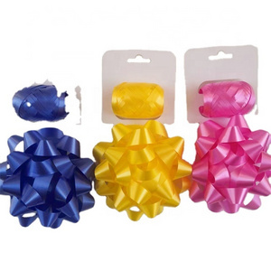 2024 Cheap plastic curling ribbon egg and star bow on back card for gift wrapping