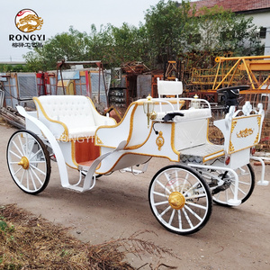 Hot Selling Luxury White Outdoor Leisure Royal  Sightseeing Horse Carriage with 4 Steel Wheels/wedding CINDERELLA horse carriage