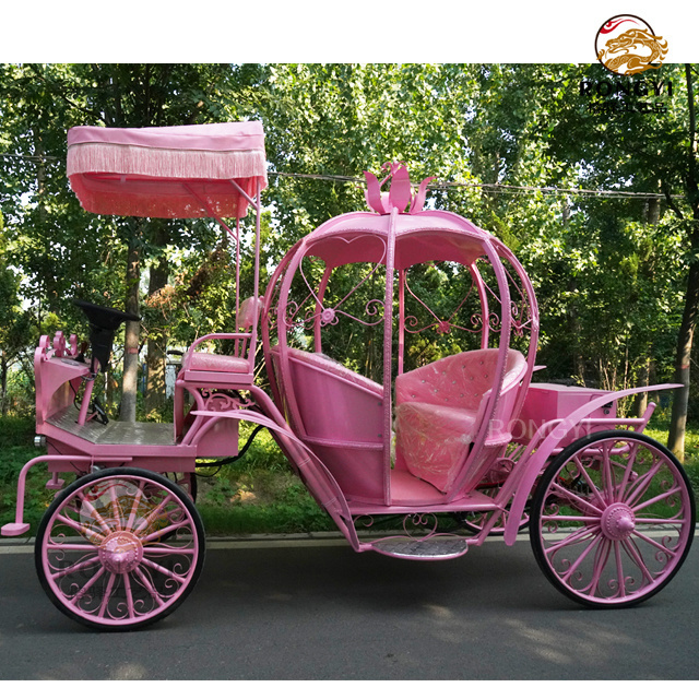 hot sale Customized Pink Electric Cinderella Pumpkin Horse Cart/Wedding wagon/horseless pumpkin carriage