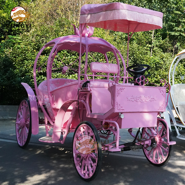 hot sale Customized Pink Electric Cinderella Pumpkin Horse Cart/Wedding wagon/horseless pumpkin carriage