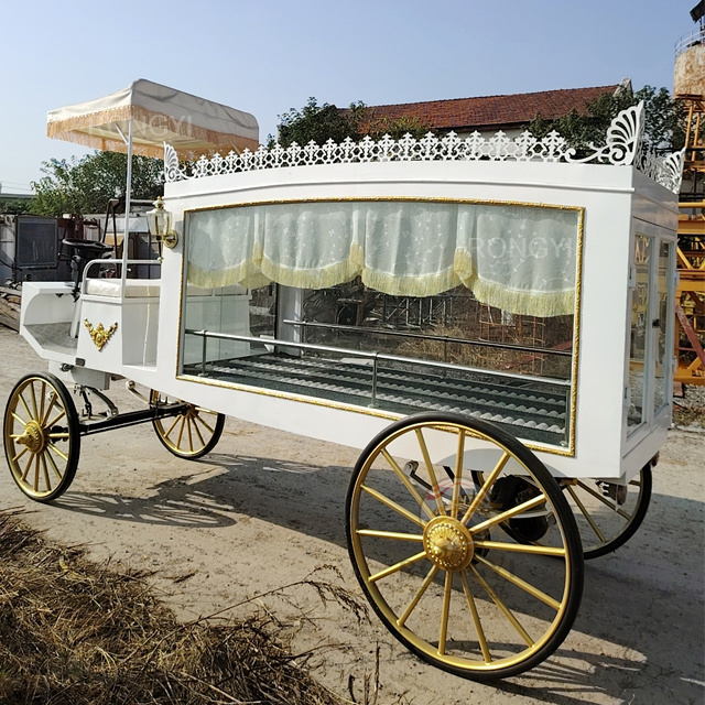 Glass Electric funeral horse carriage/casket carriage manufacturer/Factory directly Cinderella funeral hearse carriage