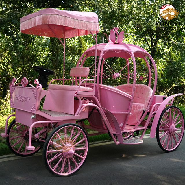 hot sale Customized Pink Electric Cinderella Pumpkin Horse Cart/Wedding wagon/horseless pumpkin carriage