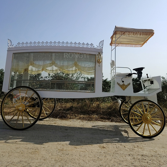 Glass Electric funeral horse carriage/casket carriage manufacturer/Factory directly Cinderella funeral hearse carriage