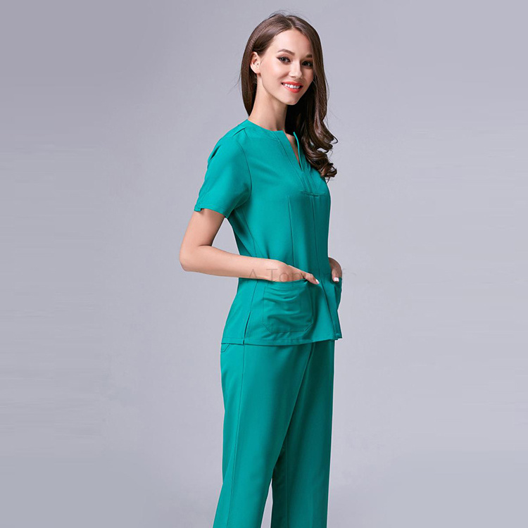 grey black fashion sexy spandex elastic Stretch suit designs for women medical nurse scrub