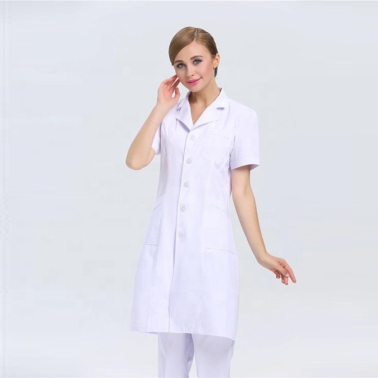 100%Cotton thicker hospital staff unisex gender white doctor nurse cotton uniform dress smock medical surgical lab coat for sale