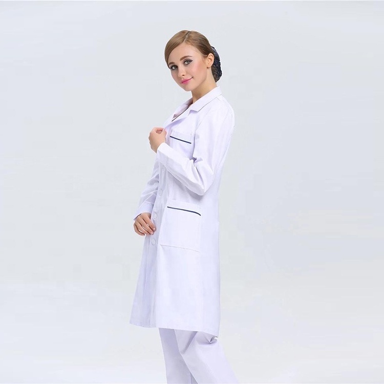 100%Cotton thicker hospital staff unisex gender white doctor nurse cotton uniform dress smock medical surgical lab coat for sale