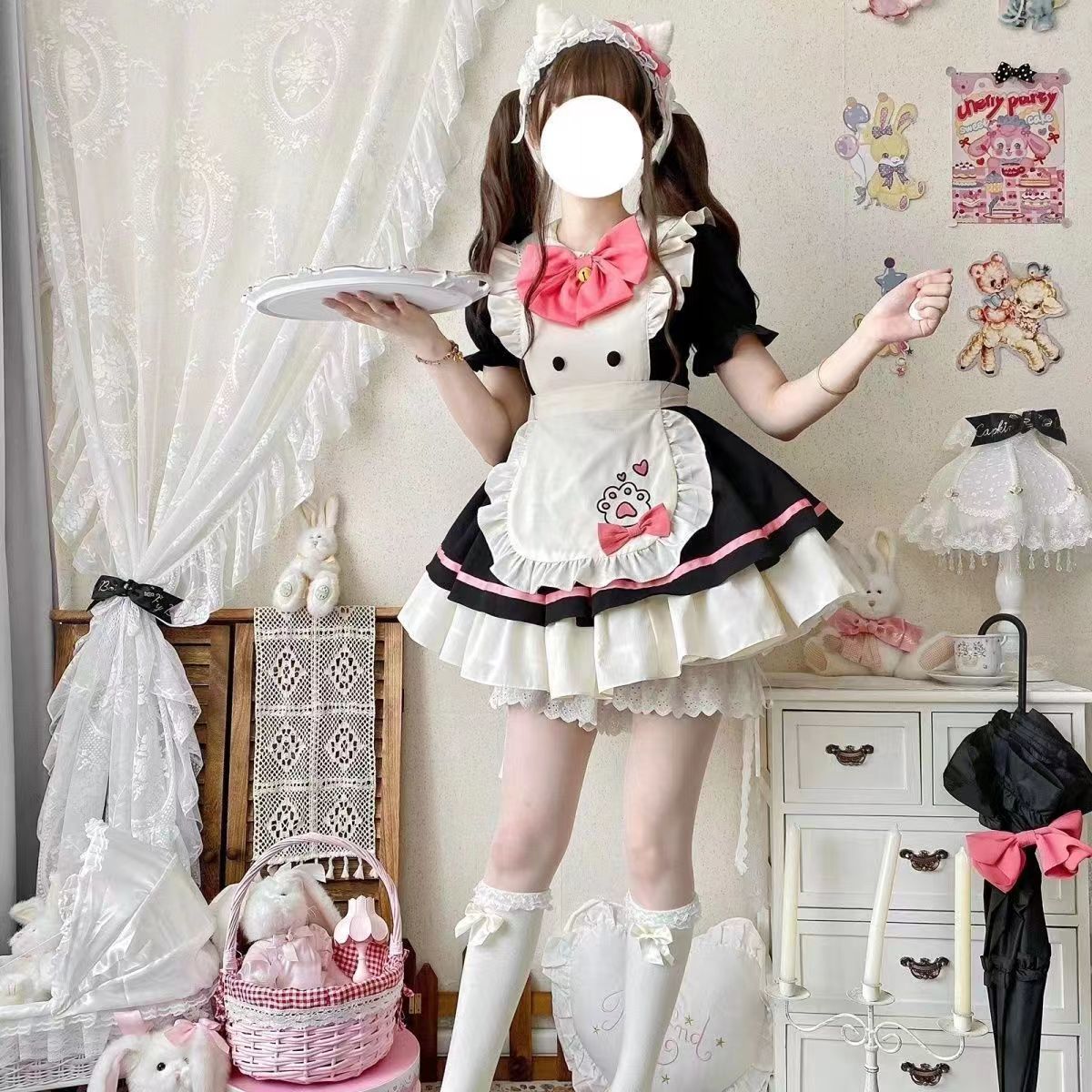 blue cosplay cute style dress skirt Maid Dress party stage Anime maid dress